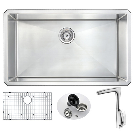 ANZZI Vanguard Undermount 32" Kitchen Sink with Brushed Nickel Timbre Faucet KAZ3219-034B